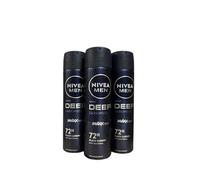 Nivea Men Deep Black Carbon Dark Wood - Desodorante en aerosol (3 unidades, antitranspirante, 150 ml)