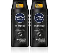 NIVEA MEN Deep Champú para hombres, contra el cabello graso con carbón activado, revitalizante para una sensación de frescura duradera, champú vegano para limpieza profunda (250 ml) (Paquete de 2)