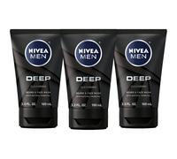 Nivea Men DEEP Cleansing Beard and Face Wash Natural Charcoal Facial Cleanser Helps Remove Dirt and Excess Oils 3 Pack of 3.3 Fl Oz Tubes