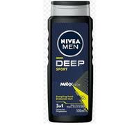 NIVEA Men Deep Sport Gel de ducha 3 en 1 para cuerpo, cara y cabello - 500 ml limpiador multiusos con refrescante scent - Solución diaria de ducha todo en uno para estilos de vida activos