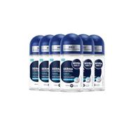 NIVEA Men Derma Control Defend Desodorante en roll-on (50 ml), acondicionador de la piel 72h antitranspirante, desodorante para hombres con ácido hialurónico y provitamina B5 (6 x 50 ml)