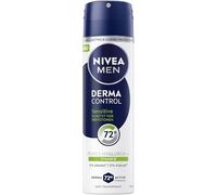 NIVEA MEN Derma Control Sensitive Deo Spray (150 ml), antitranspirante con ácido hialurónico puro para una protección fiable de 72 horas, desodorante nutritivo sin alcohol etílico
