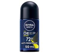 NIVEA MEN Desodorante Deep Sport Roll-on 50 ml, desodorante para hombre enriquecido con carbón activo para protección de 72 horas, desodorante roll-on antitranspirante para deportes