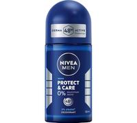 NIVEA MEN Desodorante en roll-on Protect & Care, suave sin aluminio (ACH) sin alcohol etílico con protección desodorante de 48 horas, desodorante nutritivo sin irritación de la piel (50 ml)