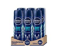 NIVEA MEN Dry Fresh Spray Desodorante 6 x 150 ml, Desodorante Hombre con Fórmula Dual Active, Desodorante antitranspirante para 48 h de intenso frescor en la piel