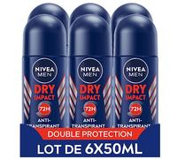 NIVEA MEN Dry Impact - Desodorante antitranspirante (6 unidades de 50 ml), bola desodorante para hombre sin alcohol, protección antitranspirante 72H