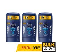Nivea Men Deodorant Stick Anti-Perspirant Fresh Active 48h Protection Longlasting Freshness, 50ml, Pack of 2
