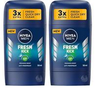 NIVEA MEN Fresh Kick 48 H Antitranspirante en barra para hombres 50 ml (Paquete de 2)