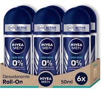 NIVEA MEN Fresh Ocean - Desodorante Roll-On Antitranspirante - 48h de Protección Derma Active contra el Mal Olor - Fórmula InfiniFresh Sin Aluminio - Fragancia Fresca y de Larga Duración - 6 x 50 ml