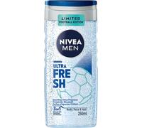 NIVEA MEN Gel de ducha, gel de ducha revitalizante con aroma cítrico, gel de ducha para hombres, para cuerpo, cara y cabello, Ultra Fresh Limited Football Edition (250 ml)