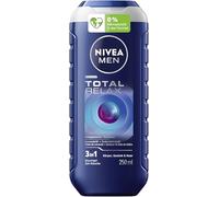 NIVEA MEN Gel de ducha Total Relax con pH neutro para la piel con aroma a cedro para hombres, fórmula relajante con aceite de lavanda para cuerpo, cara y cabello (250 ml)