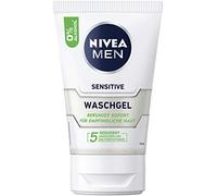 NIVEA MEN Gel de lavado sensible (100 ml), gel de limpieza sin jabón con manzanilla y vitamina E para la piel sensible de los hombres, limpieza facial calmante con 0% de alcohol