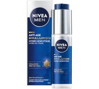 NIVEA MEN Gel facial Hydro Hydro antiedad con ácido hialurónico y pro-retinol, gel de absorción rápida para 24 horas de hidratación intensa y mitigación visible de arrugas (50 ml)