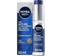 NIVEA MEN Hyaluron Gel Facial Hidratante Antiedad (1 x 50 ml), gel reafirmante que reduce las arrugas, gel para hombre con ácido hialurónico