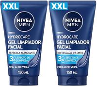 NIVEA MEN Hydrocare XXL - Gel Limpiador Facial - Jabón limpiador para Hombre - Frescura Inmediata - Con Aloe Vera y Provitamina B5-3x Efecto de Limpieza Facial - Todo Tipo de Piel - 150 ml