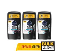 NIVEA MEN Stick INVISIBLE BLACK AND BLACK AND BLANCO FRESH 48-HOUR Protection Antiperspirant Soft Texture, Smooth Application Special Patented Technology, Pack of 2, 2 X 50ML