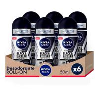 Nivea Men Black & White Invisible Roll-On - Desodorante antitranspirante para hombre (paquete de 6 unidades de 50 ml, antihalos, Deo Roll, regula la circulación para 48 h)