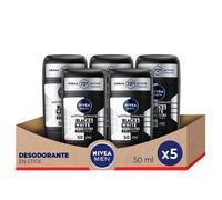 NIVEA MEN Pack ahorro - Desodorante en Stick Black & White Invisible Hombre 50ml x 5 unidades - Protección Antitranspirante 72h