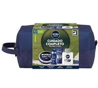 NIVEA MEN Pack Cuidado Completo Neceser, Set de regalo para hombre con crema facial (1 x 75 ml) crema hidratante todo el cuerpo (1 x 150 ml), bálsamo after shave (1 x 100 ml), desodorante (1 x 100 ml)