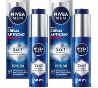 NIVEA MEN POWER Crema Hidratante 2 en 1 Antimanchas y Antiarrugas (1 x 50 ml), crema facial antiedad con protector FP30, proteccción solar con Luminous 630 y ácido hialurónico (Paquete de 2)