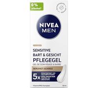 NIVEA MEN Sensitive - Gel de cuidado facial y barba de absorción rápida para la piel sensible de los hombres, cuidado facial calmante para aliviar la irritación de la piel (50 ml)