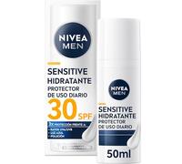 NIVEA MEN Sensitive Hidratante Protector FP30 de Uso Diario (50 ml), crema facial hidratante para hombre, protector solar para piel sensible con Camomila, Provitamina B5, Vitamina E y Licocalcón A