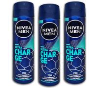 NIVEA Men Ultra Charge - Desodorante en spray antitranspirante (6 unidades, 6 x 150 ml)