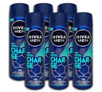 NIVEA Men Ultra Charge - Desodorante en spray antitranspirante (6 unidades, 6 x 150 ml)