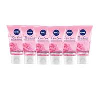 NIVEA MicellAIR - Gel de lavado facial de agua micelar (150 ml), agua limpiadora micelar con fragancia de rosa indulgente, removedor de maquillaje purificador, lavado facial calmante, paquete de 6