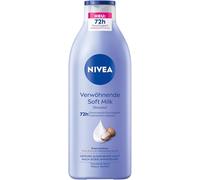 NIVEA Milk Body Milk para piel seca con suero de cuidado profundo, hidratante con manteca de karité y 100% ácido hialurónico puro (400 ml)