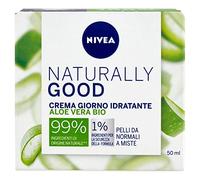 NIVEA Natural Good - Crema hidratante de día de 50 ml, crema facial refrescante para pieles normales y mixtas, crema hidratante con aloe vera orgánico, aceite de jojoba y almendras