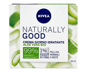 NIVEA Natural Good - Crema hidratante de día de 50 ml, crema facial refrescante para pieles normales y mixtas, crema hidratante con aloe vera orgánico, aceite de jojoba y almendras