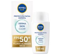 NIVEA SUN - Derma Skin Clear - Fluido Acabado Seco SPF 50+ - Crema solar facial 50 - Licocalcón A y Niacinamida - Protección Solar Anti Imperfecciones y Anti Brillos - Piel Normal y Grasa - 40 ml