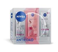 NIVEA Pack Cellular Rutina Sérums Antiedad Efecto Rellenador y Iluminador - Sérum Rellenador Ácido Hialurónico 30 ml + Sérum Reafirmante con Bakuchiol 30 ml + Sérum Fluido SPF50+ 30ml
