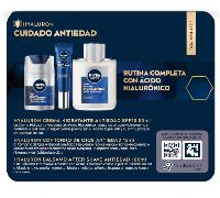 NIVEA MEN Pack Rutina Antiedad Hyaluron - Crema de Día Antiedad SPF15 50ml + Cortorno de Ojos Hyaluron 15 ml + Bálsamo After Shave Antiedad 100ml - Pack Antiedad