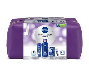 NIVEA Pack Neceser Body Cuidado Completo con body milk 250ml + crema de manos 100ml + NIVEA Soft 100ml + Roll On Black&White 50ml + LIPOSAN bálsamo labial