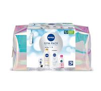 NIVEA Pack Neceser Gimnasio Gympack, Set Para Ella Con Desodorante Roll On Black&White 50ml + Loción Corporal Q10 400ml + Desmaquillador de Ojos 125ml + Gel de Ducha 250ml - Cuidado Completo