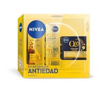 NIVEA Pack Q10 Antiedad y Antiglicación - Sérum Q10 Expert Doble Acción 30 ml + Crema Hidratante Fluido UV Diario SPF50 40ml + Crema de Noche 50ml - Triple Defensa Antiarrugas Q10 Puro y Glycostop