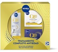 NIVEA Pack Rutina Antiedad Q10 Antiarrugas Power 4 semanas, Caja de Regalo con Crema de Día FP15 (1 x 50 ml), Crema de Noche (1 x 50 ml) y Sérum Concentrado (1 x 15 ml) - Piel Seca, Mixta - 115 ml