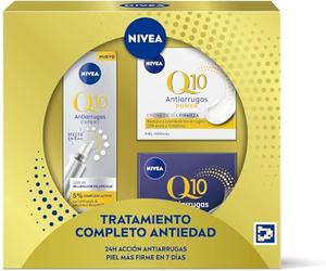NIVEA Pack Rutina Antiedad Q10 Antiarrugas Power 4 semanas, Caja de Regalo con Crema de Día FP15 (1 x 50 ml), Crema de Noche (1 x 50 ml) y Sérum Concentrado (1 x 15 ml) - Piel Seca, Mixta - 115 ml