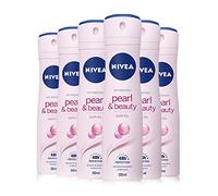 NIVEA Pearl & Beauty - Desodorante en spray para mujer, 6 x 150 ml, con extracto de perla para piel brillante y suave, desodorante antitranspirante en spray para 48 h