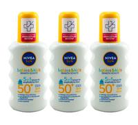 Nivea Sun Kids Sensitiv Spray solar en spray (1 x 200 ml), spray con SPF 50+, loción solar para pieles sensibles de niños