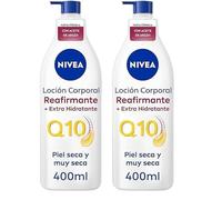 NIVEA Q10 Aceite de Argán Body Milk Reafirmante + Extra Hidratante (400 ml), loción corporal reafirmante para piel seca, crema hidratante corporal nutritiva (Paquete de 2)