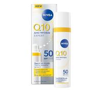 NIVEA Q10 Anti-Wrinkle Expert Daily UV Face Fluid SPF 50 40ml, crema antienvejecimiento con alta protección UVA/UVB para evitar arrugas, crema solar con acabado mate, ideal para pieles grasas