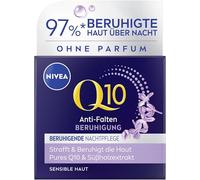 NIVEA Q10 Crema de noche hidratante con Q10 puro y extracto de regaliz, cuidado facial sin perfume para pieles sensibles, crema calmante antiarrugas (50 ml)