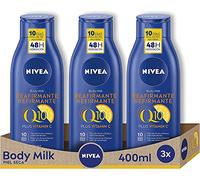 NIVEA Q10 Body Milk Reafirmante (1 x 400 ml), crema hidratante corporal para piel seca, crema reafirmante corporal con Collagen Boost Complex y 99,5% de Q10 puro