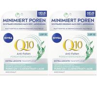 NIVEA Q10 - Crema de día reafirmante antiarrugas extra ligera con SPF 15, cuidado facial para pieles mixtas con Q10, extracto de algas y aloe (50 ml) (Paquete de 2)