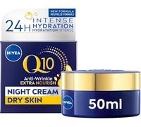 NIVEA Q10 - Crema de noche antiarrugas para piel seca con coenzima Q10 y aceite de argán orgánico, hidratante antiarrugas, cuidado facial Q10 Power extra rico (50 ml)