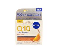 NIVEA Q10 Energy - Crema de día FPS15 (1 x 50 ml), crema antiarrugas enriquecida con pura Q10 y vitamina C, crema antiedad para una tez radiante, crema facial energizante para aburrido y