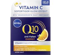 NIVEA Q10 - Crema de noche antiarrugas con vitamina C y vitamina C, hidratante con Q10, vitamina C y extracto de guaraná, cuidado facial reafirmante para piel cansada (50 ml)